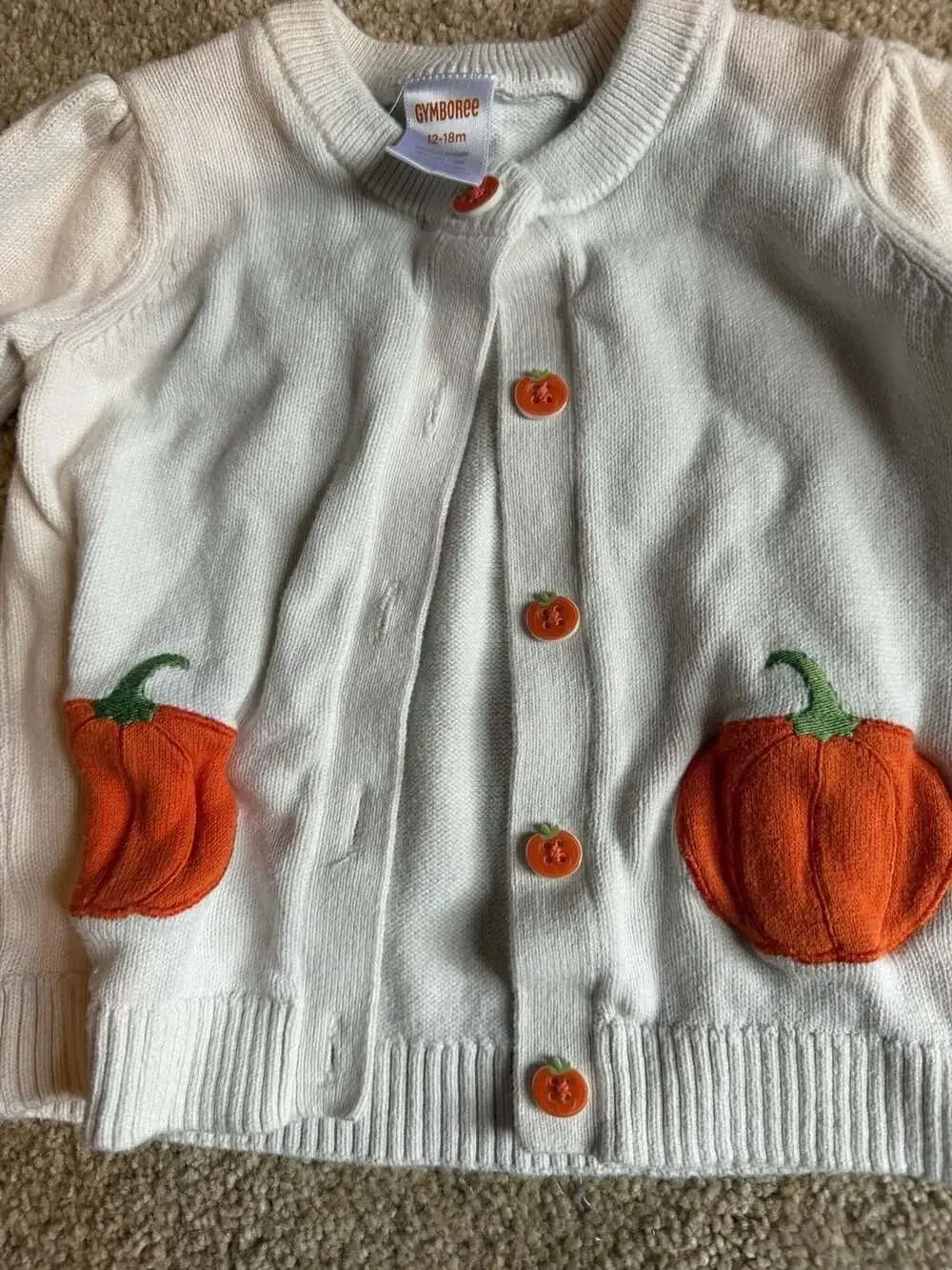 Gymboree Lil' Pumpkin Cardigan Sweater White 12-18M